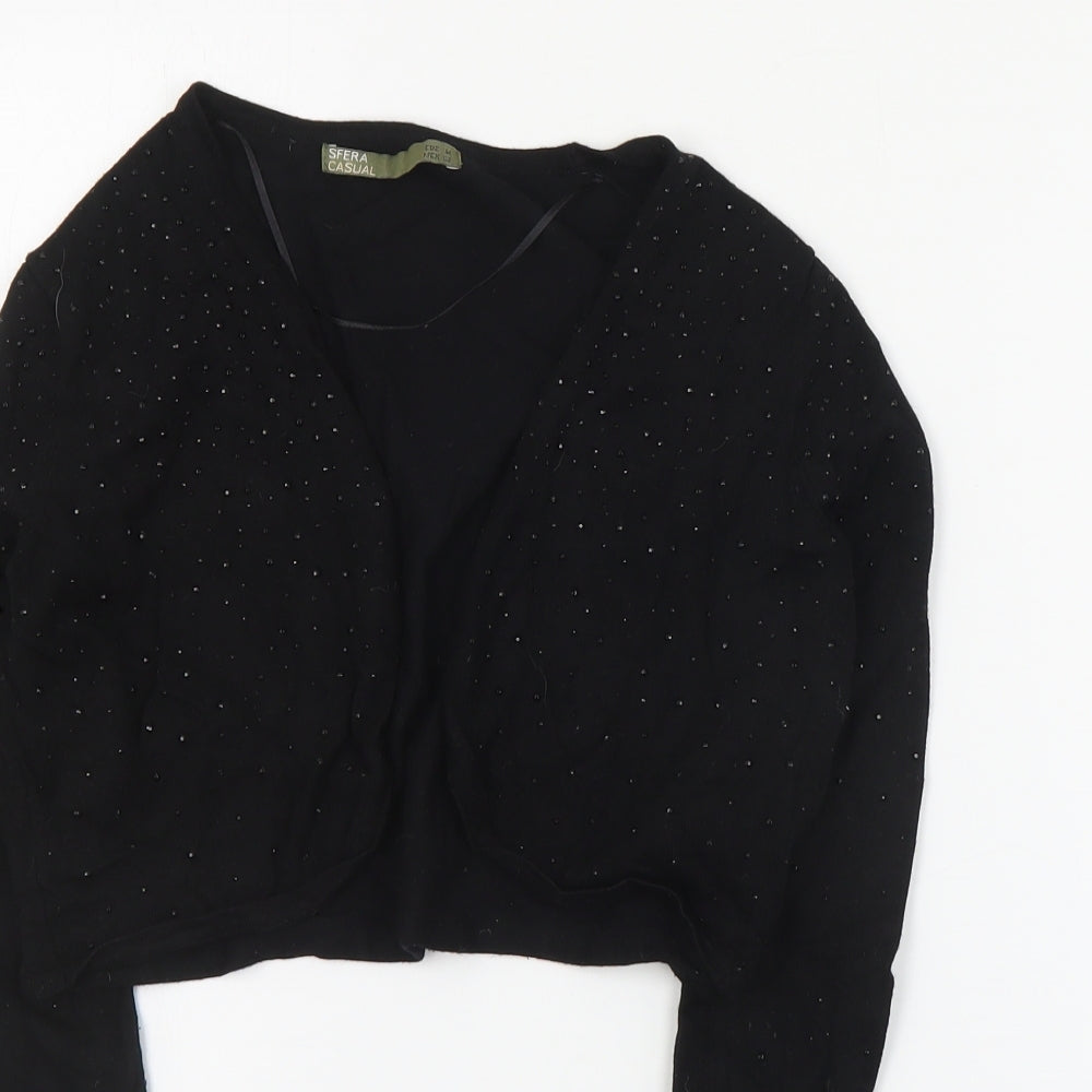 Sfera Womens Black V-Neck  Viscose Shrug Jumper Size M