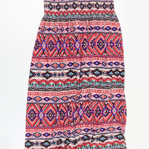 Preworn Womens Multicoloured Geometric Viscose Mini  Size L  Off the Shoulder Pullover