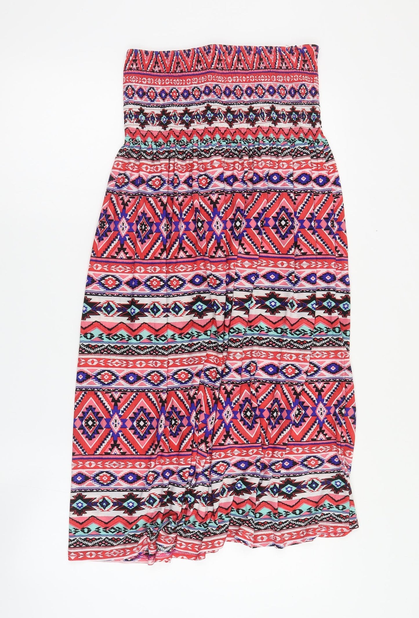 Preworn Womens Multicoloured Geometric Viscose Mini  Size L  Off the Shoulder Pullover
