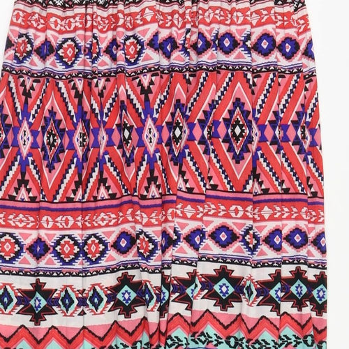 Preworn Womens Multicoloured Geometric Viscose Mini  Size L  Off the Shoulder Pullover