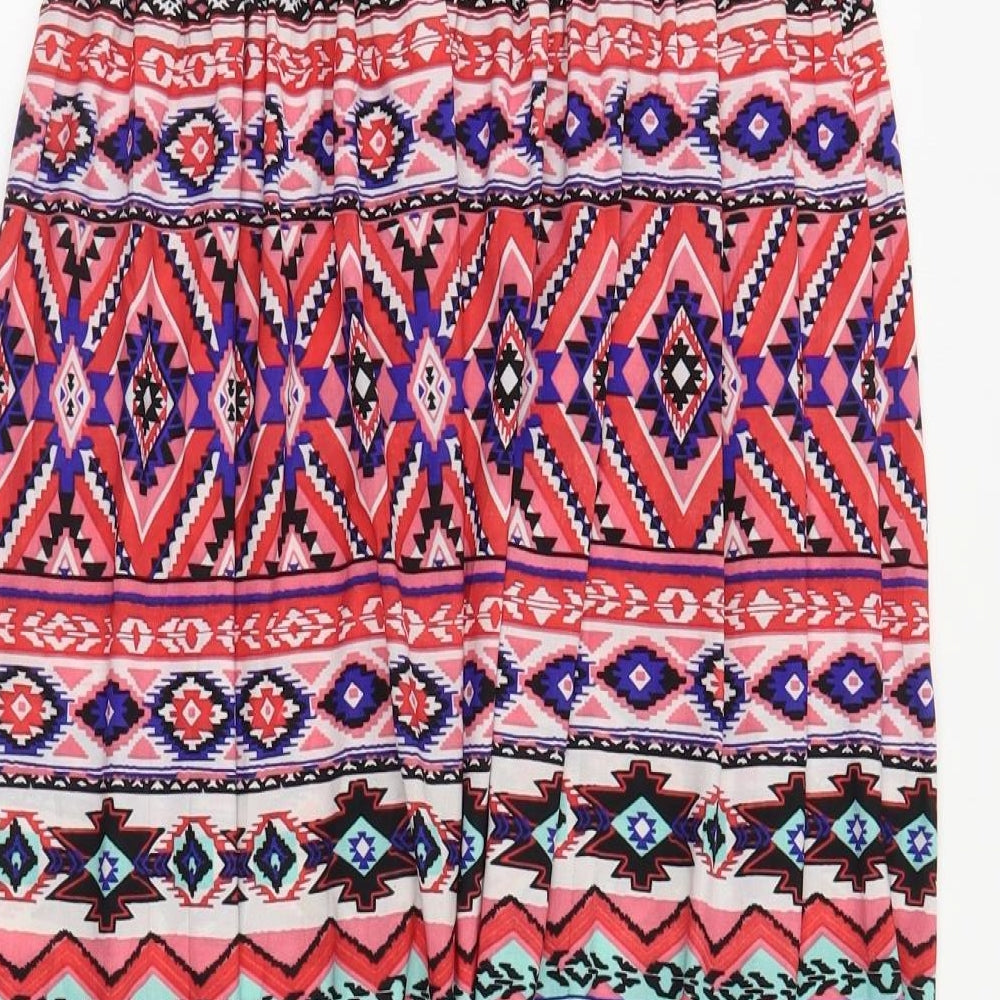 Preworn Womens Multicoloured Geometric Viscose Mini  Size L  Off the Shoulder Pullover