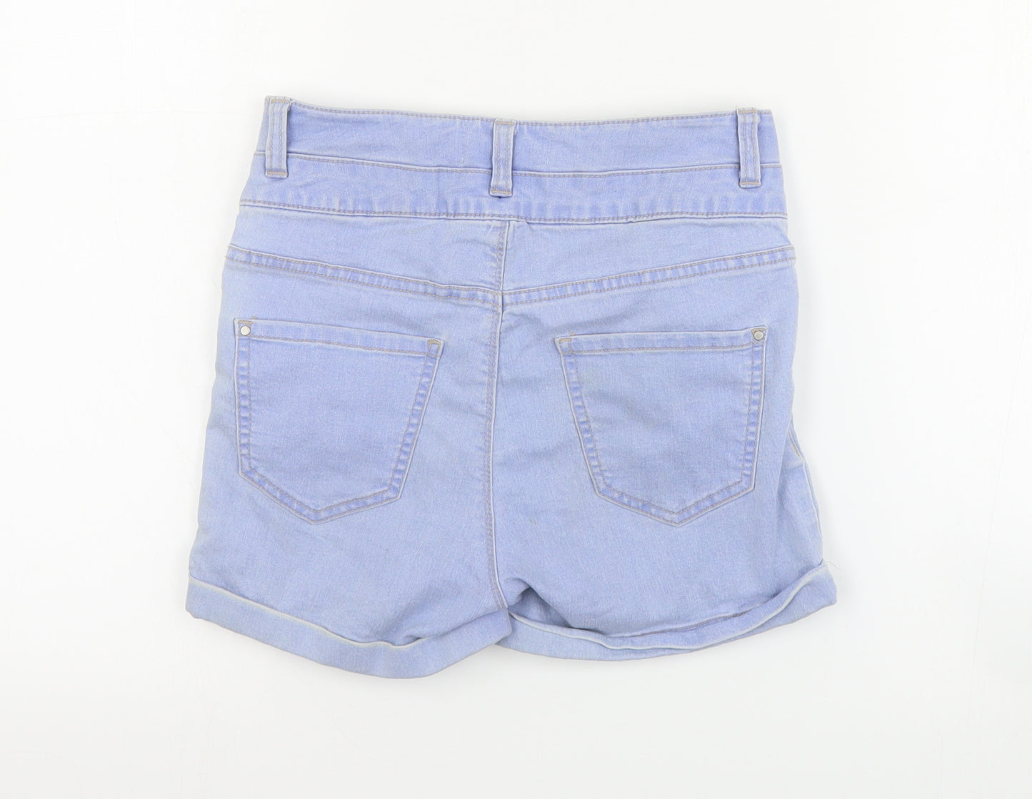 Primark Womens Blue  Cotton Cut-Off Shorts Size 8 L3 in Regular Zip