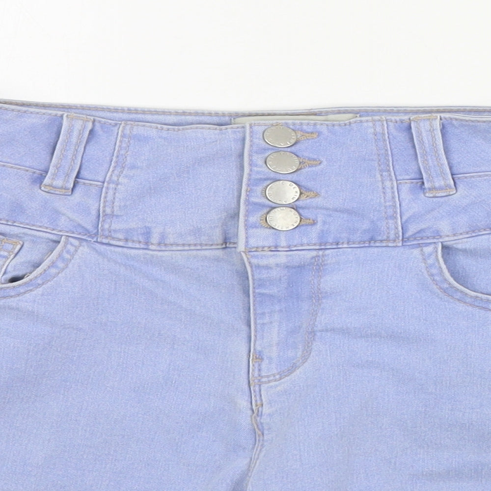 Primark Womens Blue  Cotton Cut-Off Shorts Size 8 L3 in Regular Zip