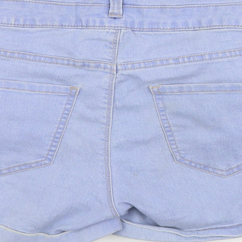 Primark Womens Blue  Cotton Cut-Off Shorts Size 8 L3 in Regular Zip