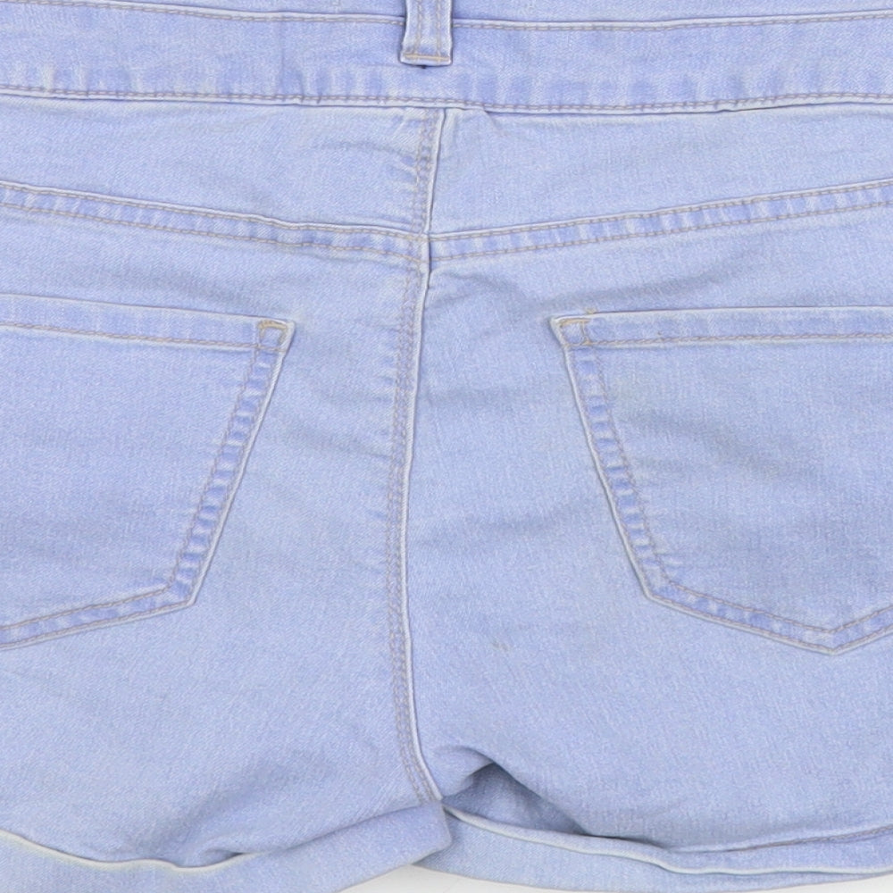 Primark Womens Blue  Cotton Cut-Off Shorts Size 8 L3 in Regular Zip