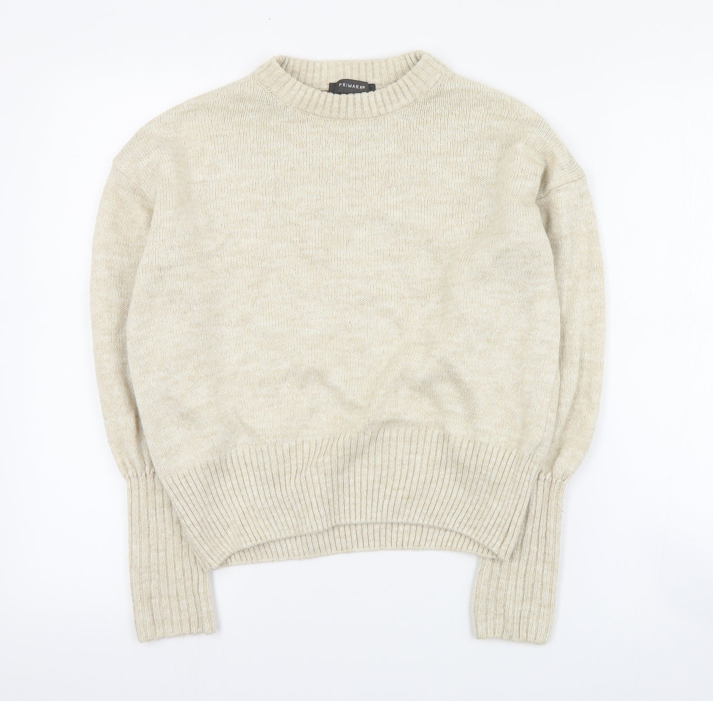 Primark Womens Beige Round Neck  Acrylic Pullover Jumper Size XS