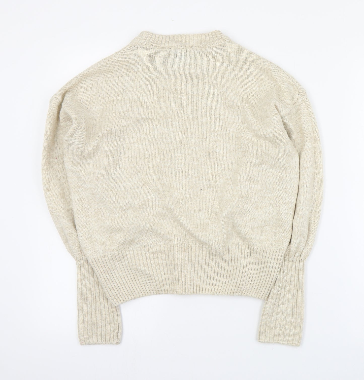 Primark Womens Beige Round Neck  Acrylic Pullover Jumper Size XS