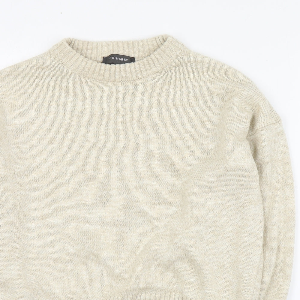 Primark Womens Beige Round Neck  Acrylic Pullover Jumper Size XS