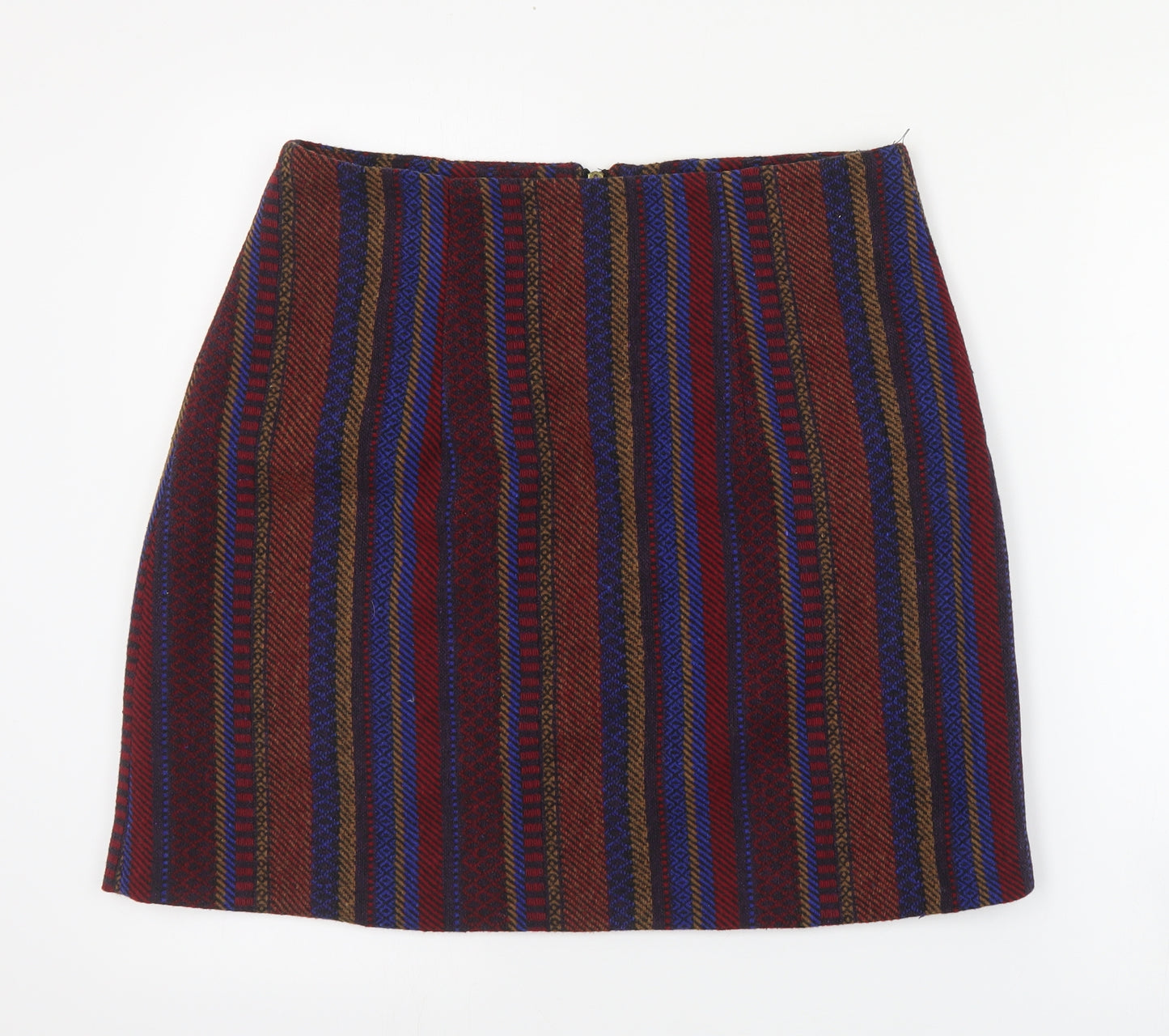 Louche Womens Multicoloured Striped Polyester A-Line Skirt Size 14   Zip