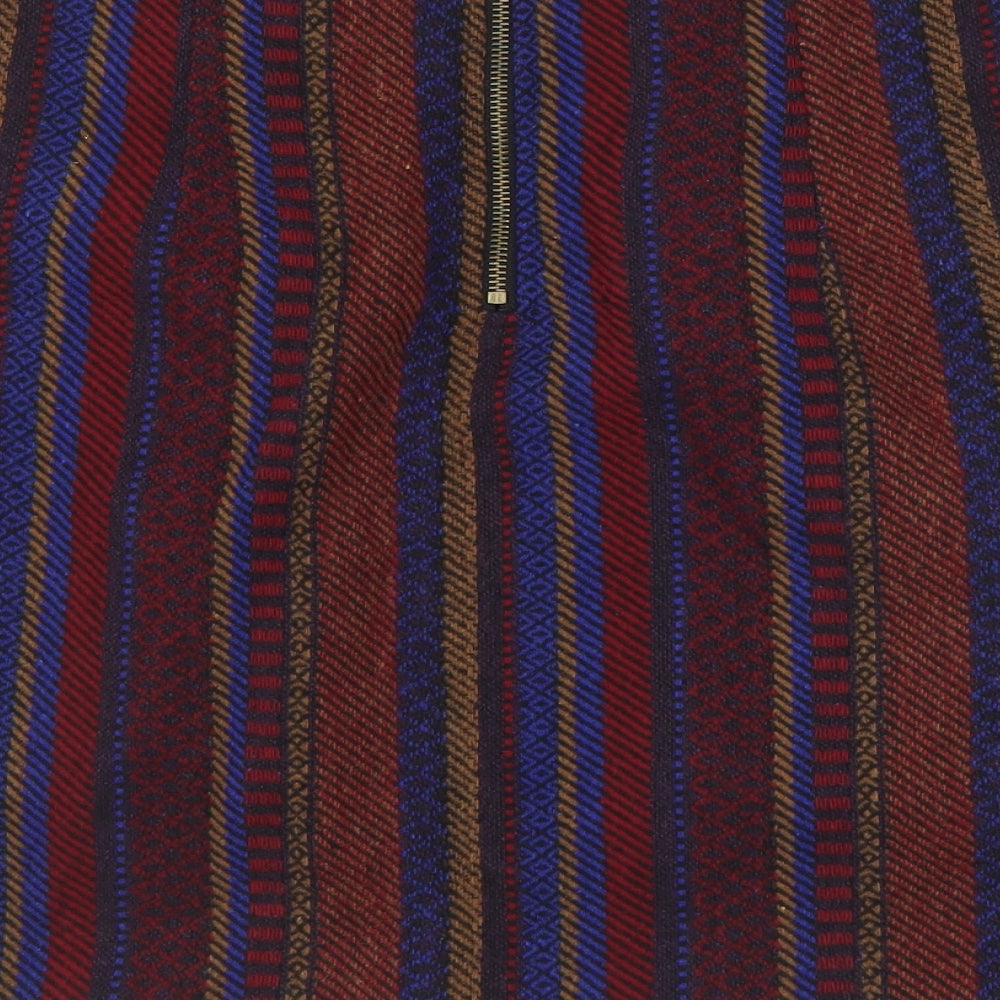 Louche Womens Multicoloured Striped Polyester A-Line Skirt Size 14   Zip