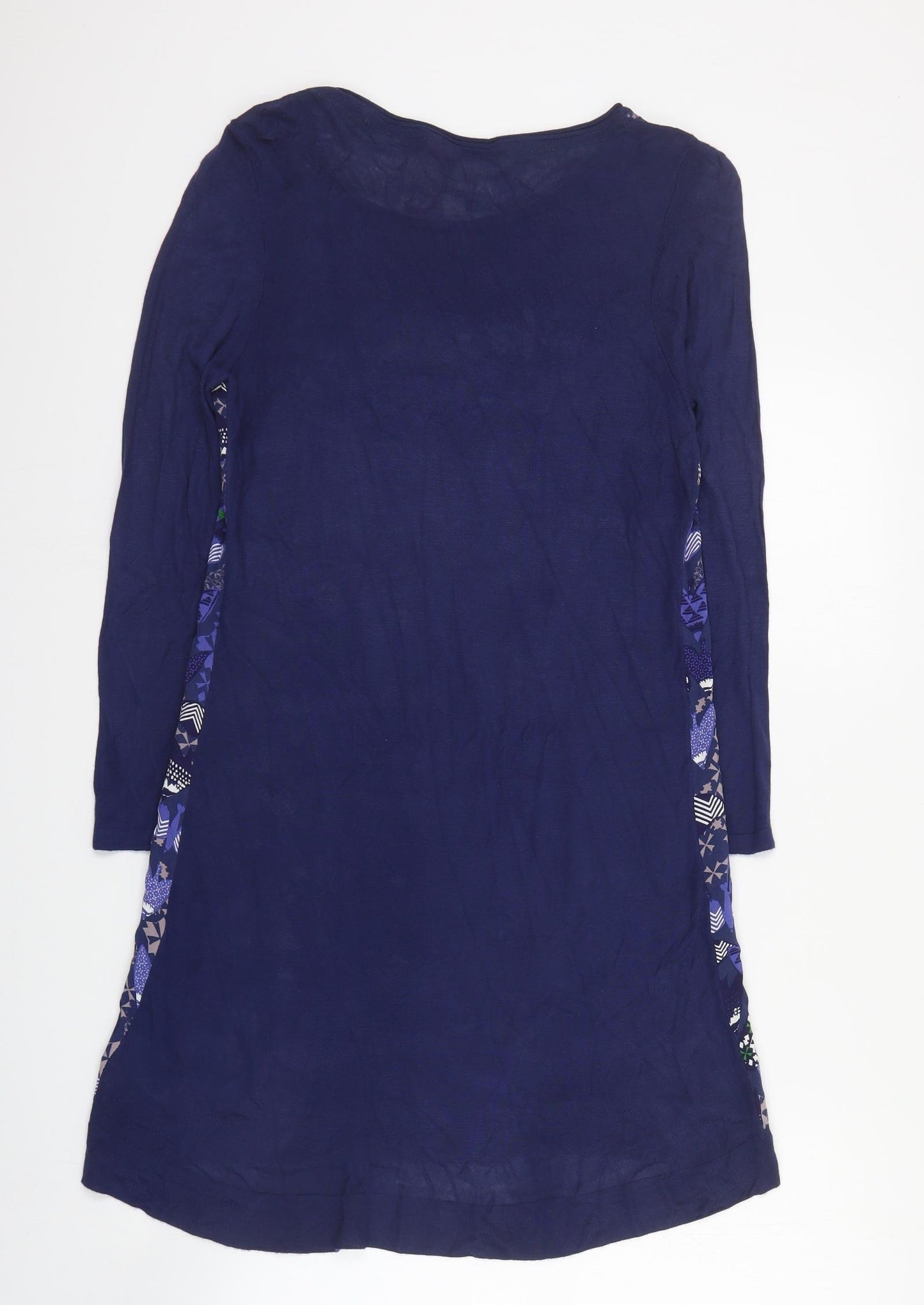 White Stuff Womens Blue Geometric Viscose Jumper Dress  Size 12  Scoop Neck Pullover