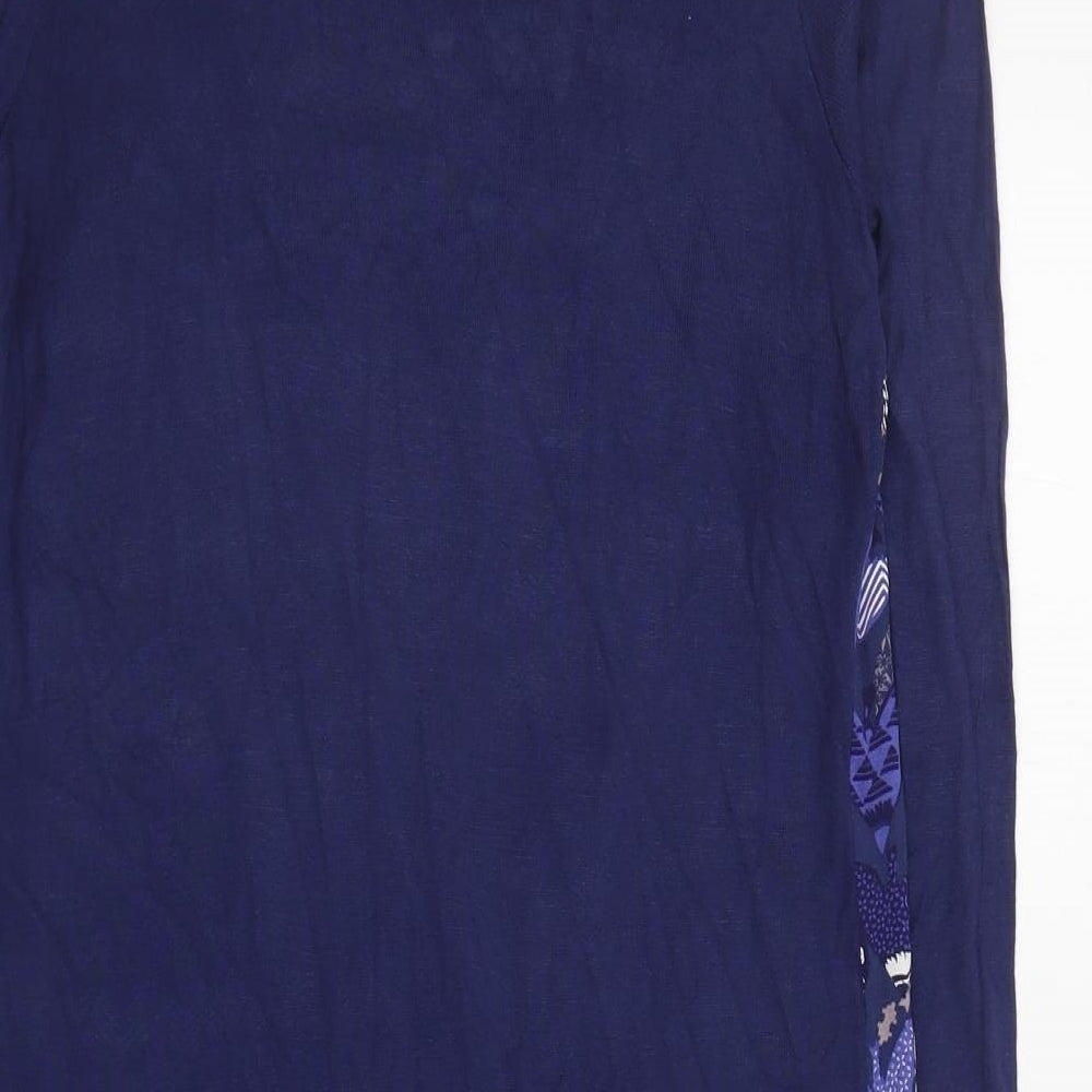 White Stuff Womens Blue Geometric Viscose Jumper Dress  Size 12  Scoop Neck Pullover