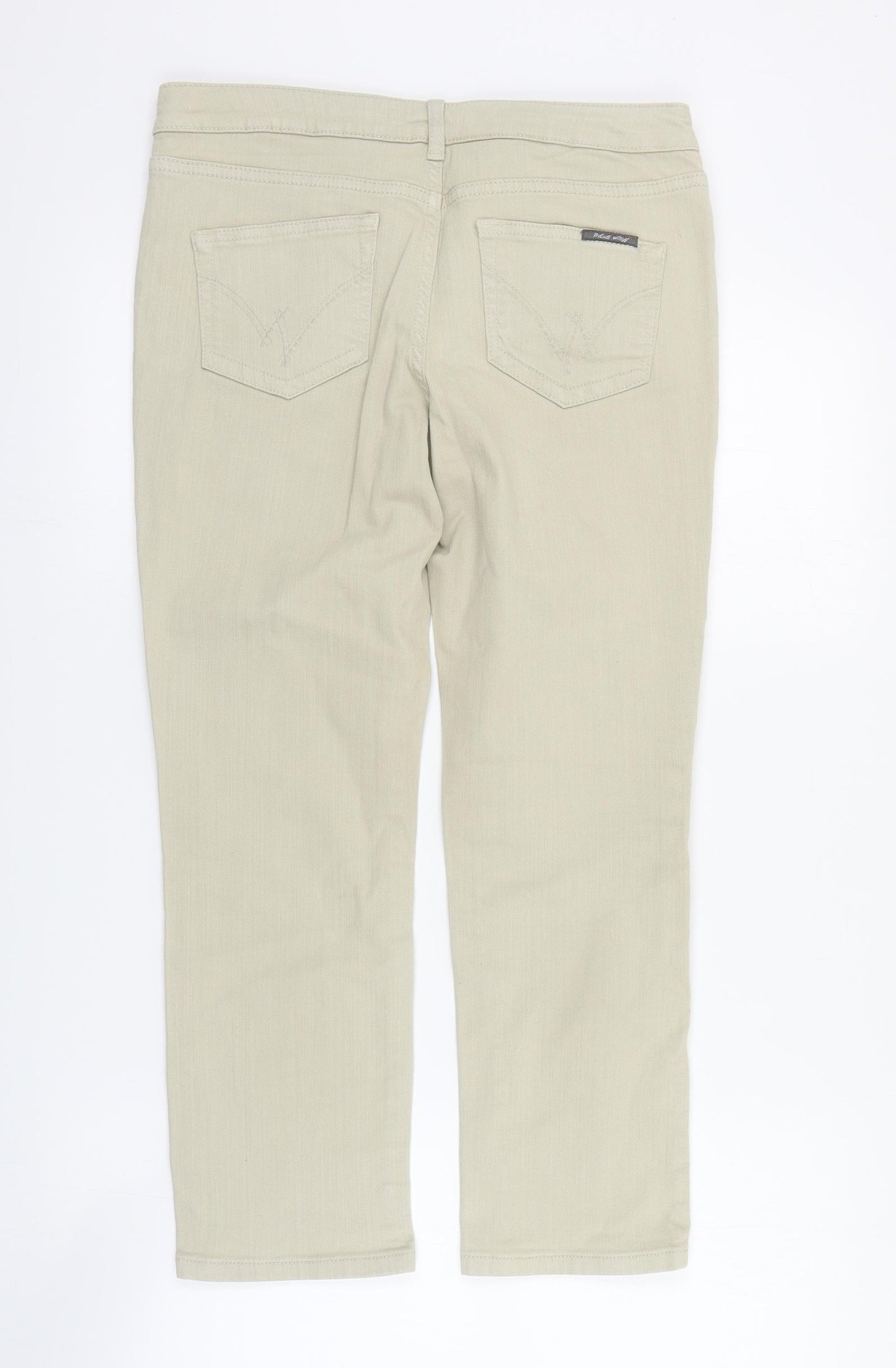 White Stuff Womens Beige  Cotton Straight Jeans Size 10 L24 in Regular Zip