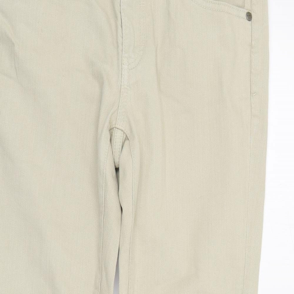White Stuff Womens Beige  Cotton Straight Jeans Size 10 L24 in Regular Zip