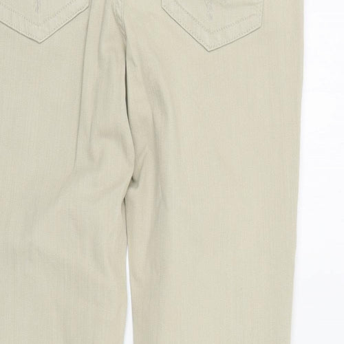 White Stuff Womens Beige  Cotton Straight Jeans Size 10 L24 in Regular Zip