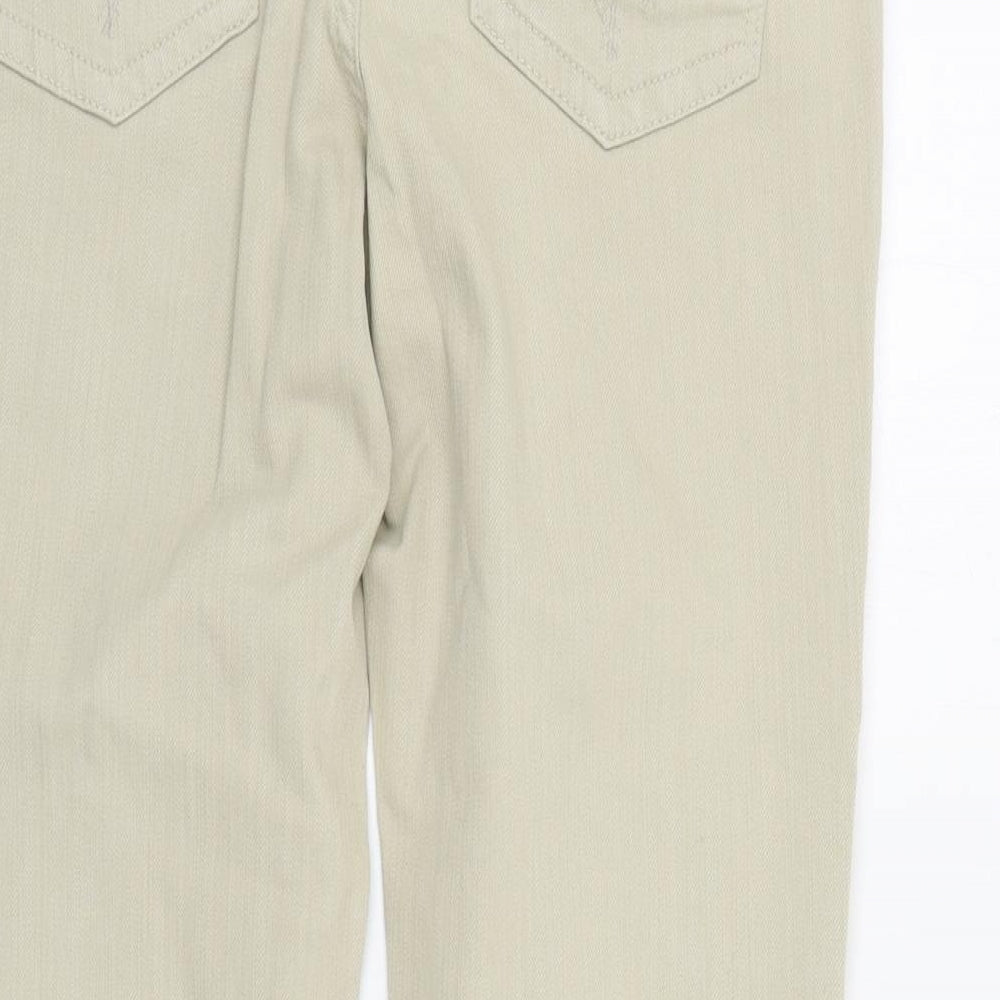 White Stuff Womens Beige  Cotton Straight Jeans Size 10 L24 in Regular Zip