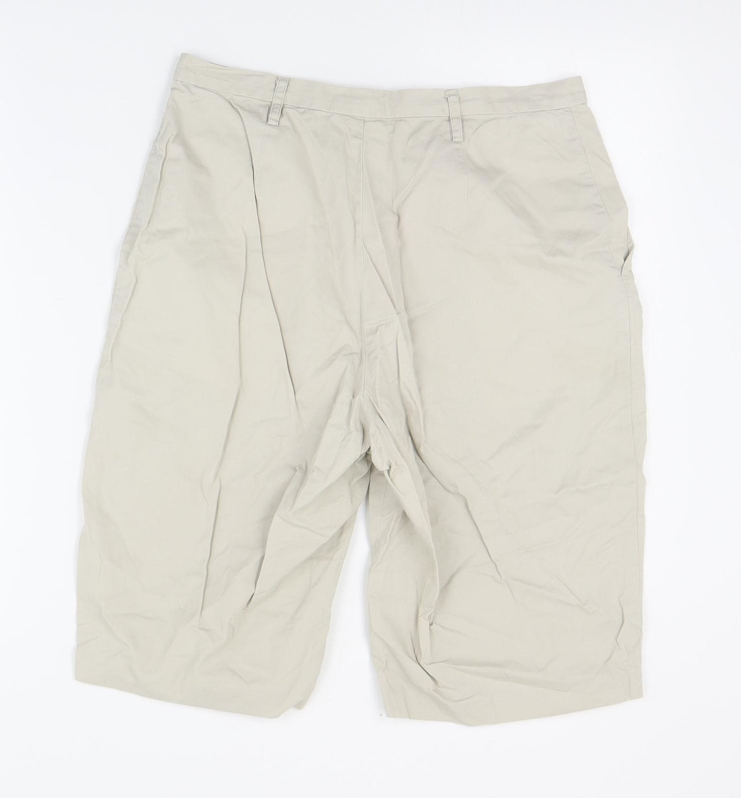 BHS Womens Beige  Cotton Chino Shorts Size 12 L13 in Regular Zip