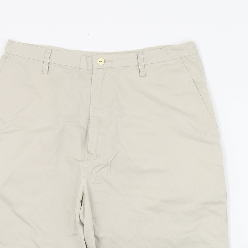 BHS Womens Beige  Cotton Chino Shorts Size 12 L13 in Regular Zip
