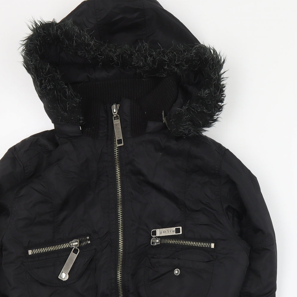 Pilot Womens Black   Bomber Jacket Coat Size 14  Zip