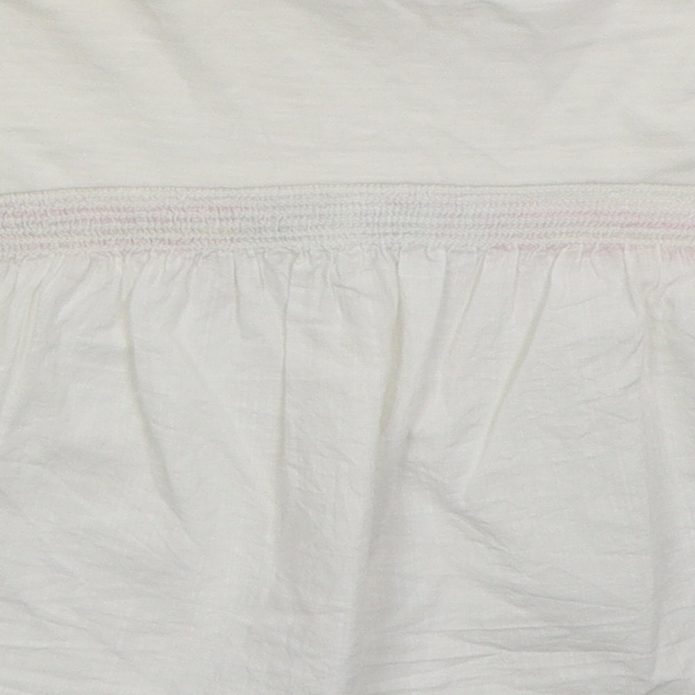 NEXT Girls White  Cotton Basic T-Shirt Size 18-24 Months Crew Neck Pullover - Cactus