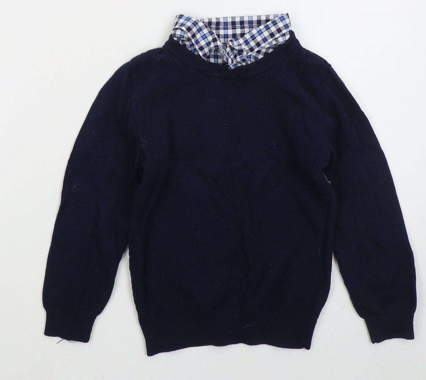 Matalan Boys Blue Collared  Cotton Pullover Jumper Size 4-5 Years  Pullover