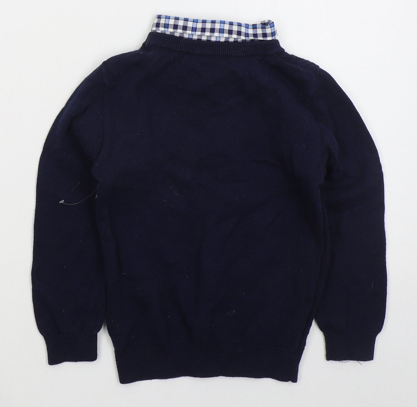 Matalan Boys Blue Collared  Cotton Pullover Jumper Size 4-5 Years  Pullover