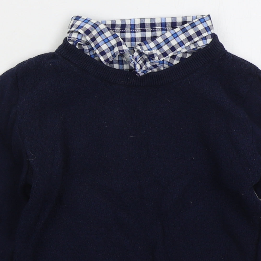 Matalan Boys Blue Collared  Cotton Pullover Jumper Size 4-5 Years  Pullover