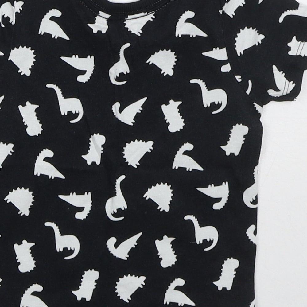 George Boys Black  Cotton Basic T-Shirt Size 6-9 Months Crew Neck Pullover - Dinosaurs