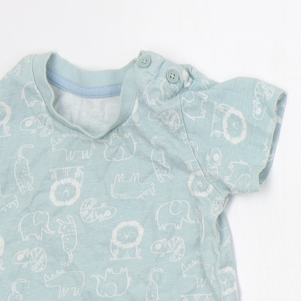 Matalan Boys Green  Cotton Basic T-Shirt Size 9-12 Months Crew Neck Pullover - Animals