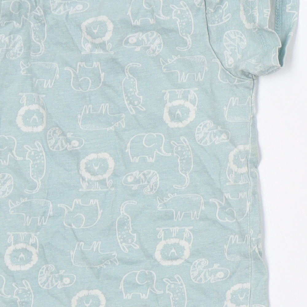 Matalan Boys Green  Cotton Basic T-Shirt Size 9-12 Months Crew Neck Pullover - Animals
