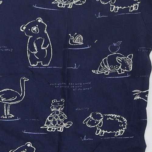 George Boys Blue  Cotton Basic T-Shirt Size 6-9 Months Crew Neck Pullover - Animals