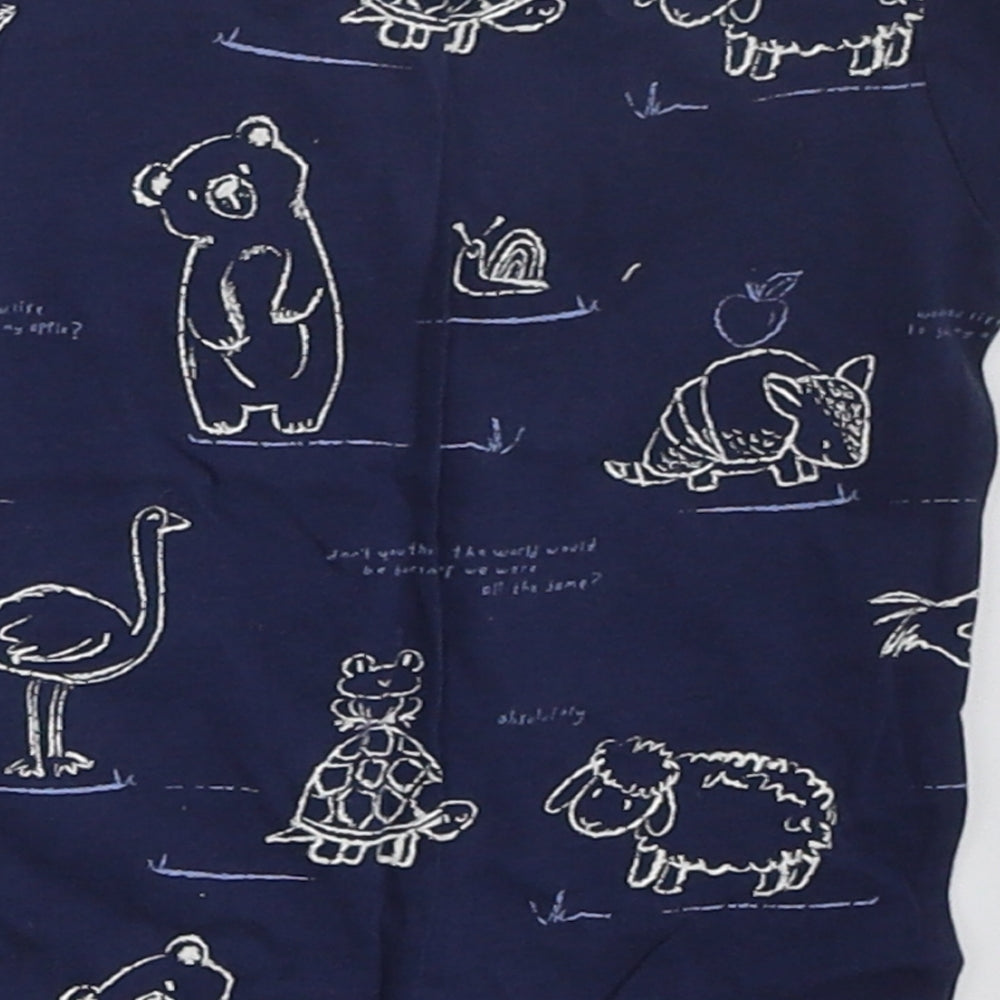 George Boys Blue  Cotton Basic T-Shirt Size 6-9 Months Crew Neck Pullover - Animals
