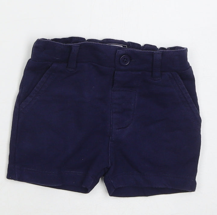 NEXT Boys Blue  Cotton Cropped Trousers Size 6-9 Months  Button