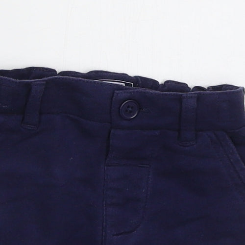 NEXT Boys Blue  Cotton Cropped Trousers Size 6-9 Months  Button