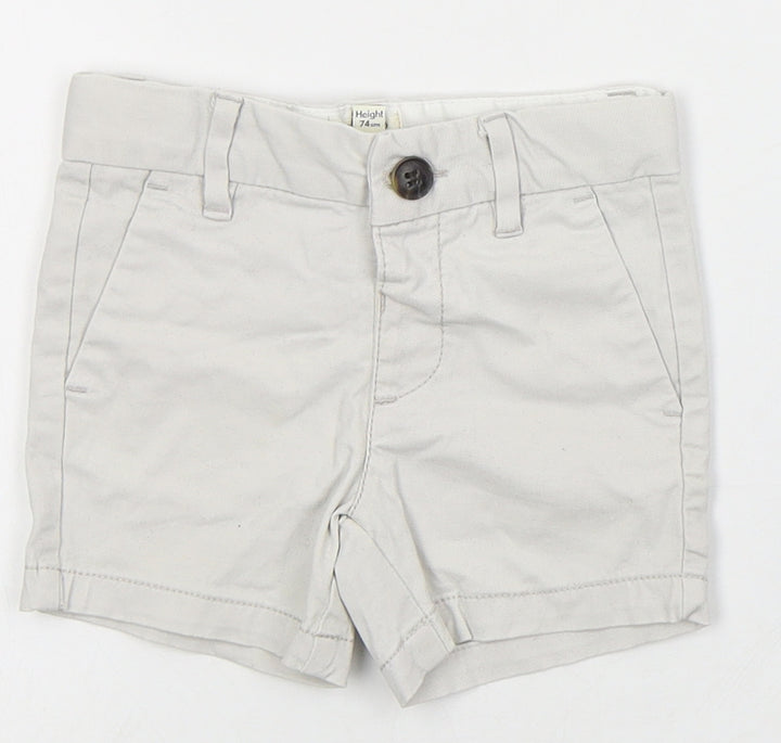 River Island Boys White Cotton Cropped Trousers Size 6-9 Months Button