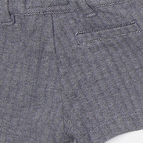 NEXT Boys Blue Herringbone Cotton Cropped Trousers Size 6-9 Months  Button
