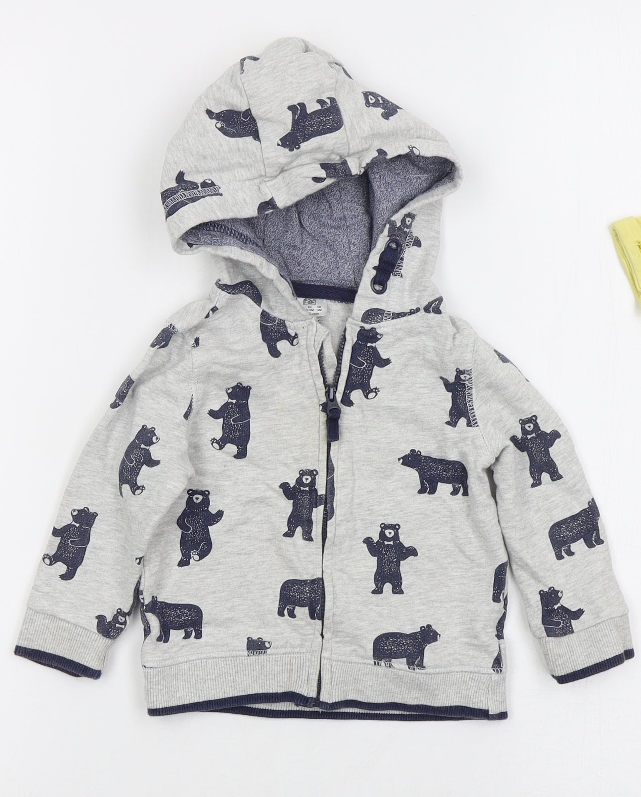 F&F Boys Grey   Jacket  Size 9-12 Months   Zip - Bears