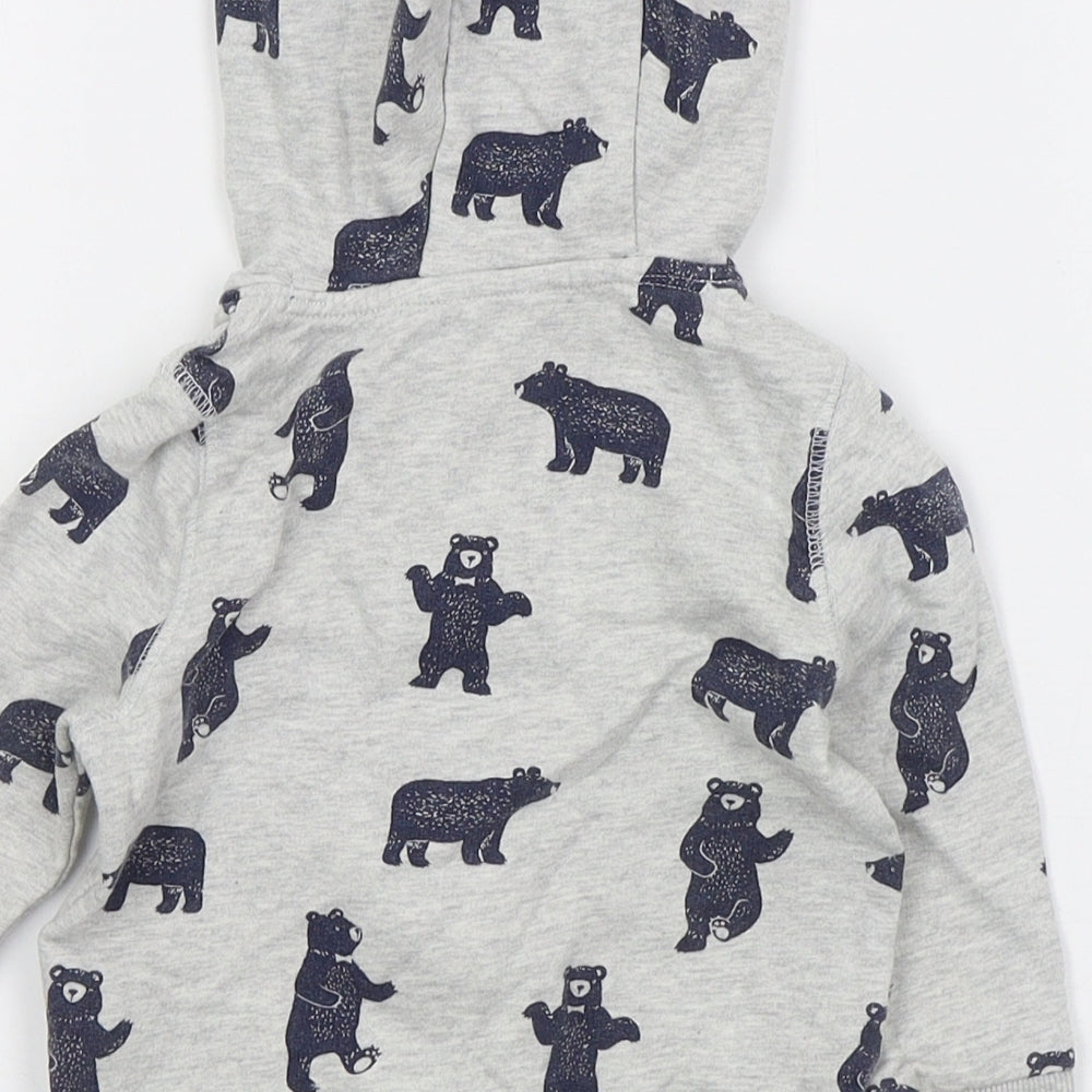 F&F Boys Grey   Jacket  Size 9-12 Months   Zip - Bears