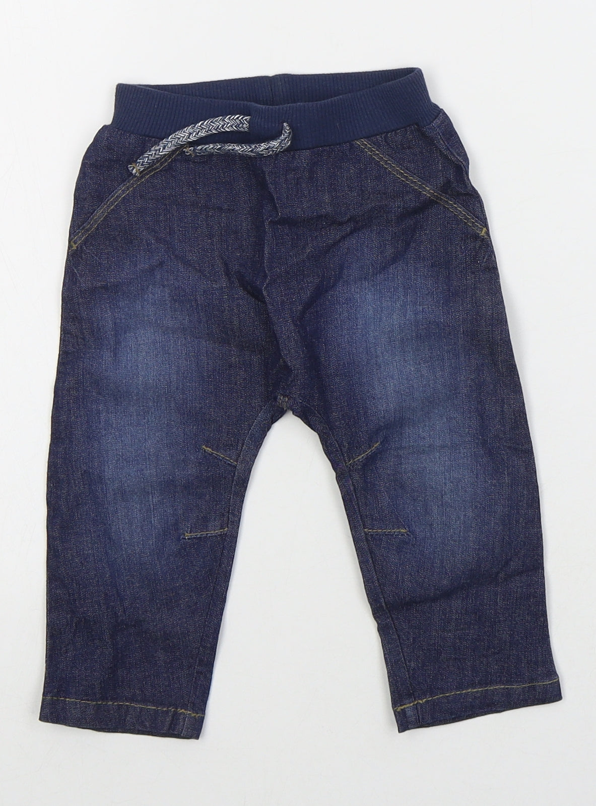 George Boys Blue  Cotton Capri Jeans Size 6-9 Months  Drawstring