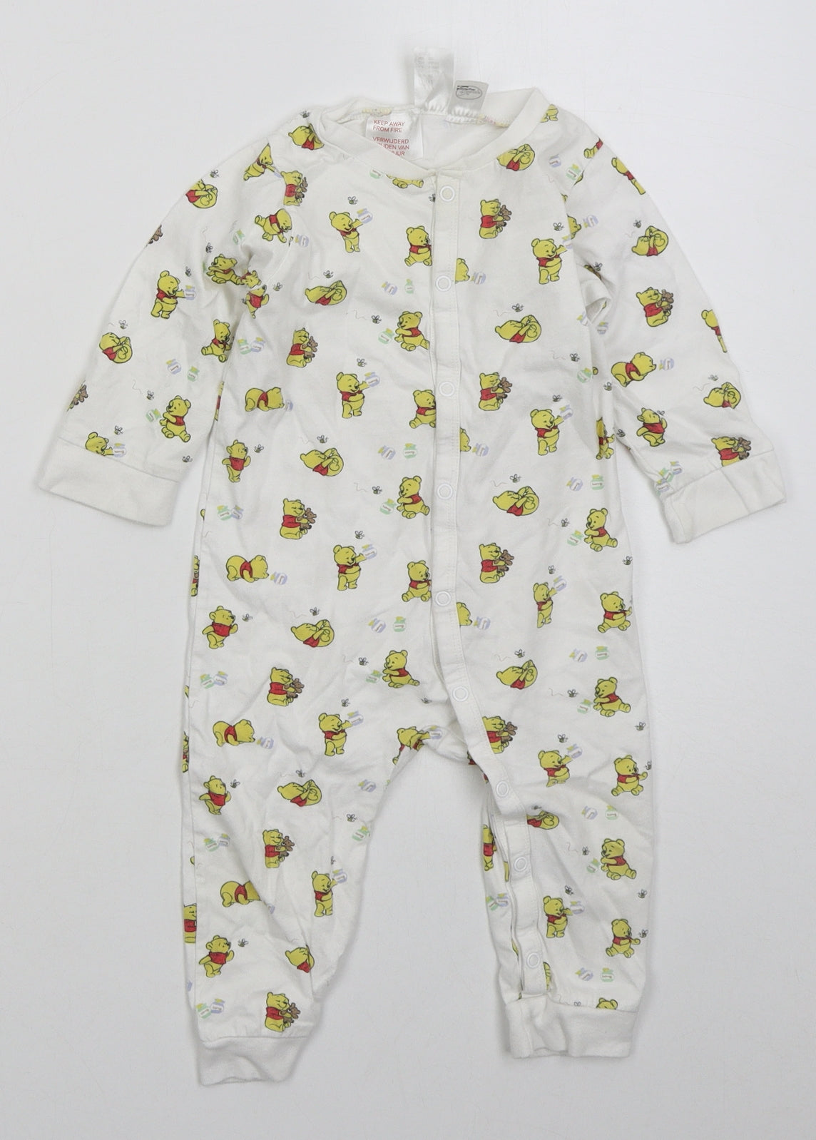 H&M Baby White Solid Cotton Cami One Piece Size 9-12 Months  Button - Winnie The Pooh