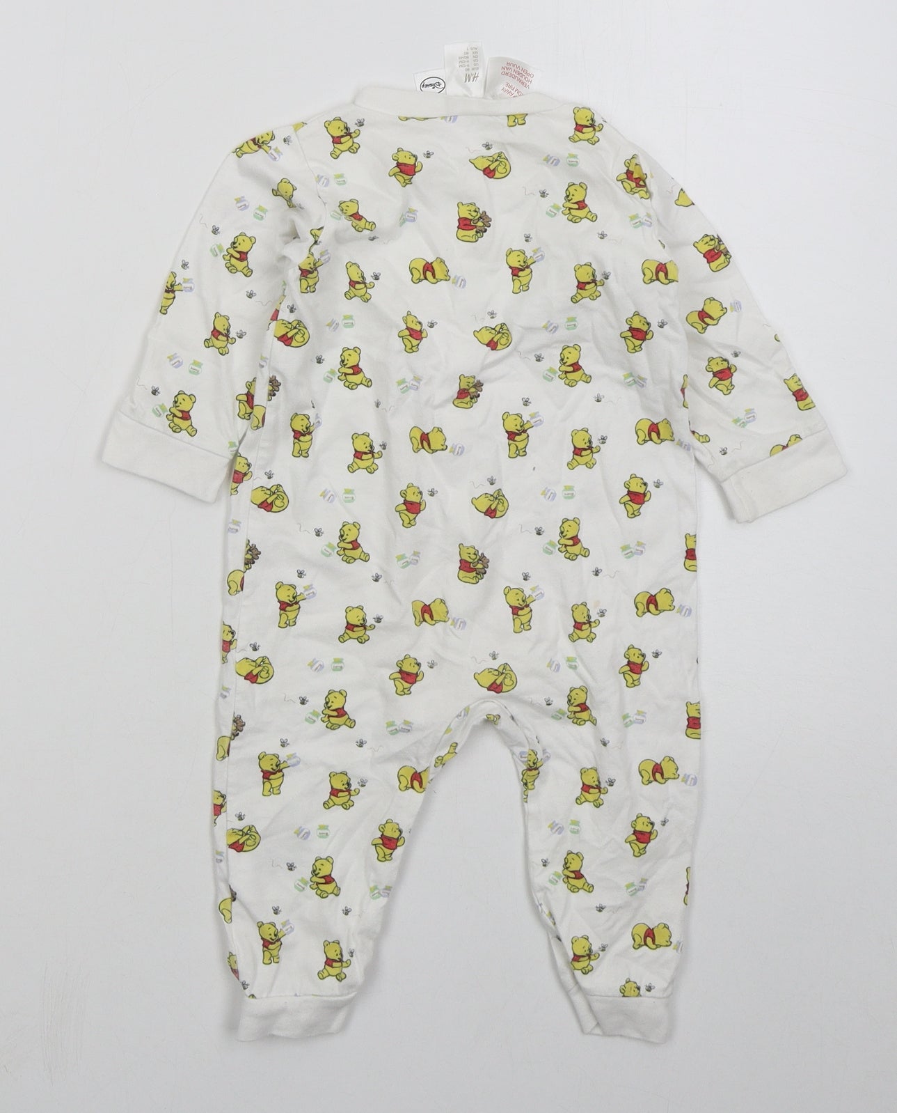 H&M Baby White Solid Cotton Cami One Piece Size 9-12 Months  Button - Winnie The Pooh