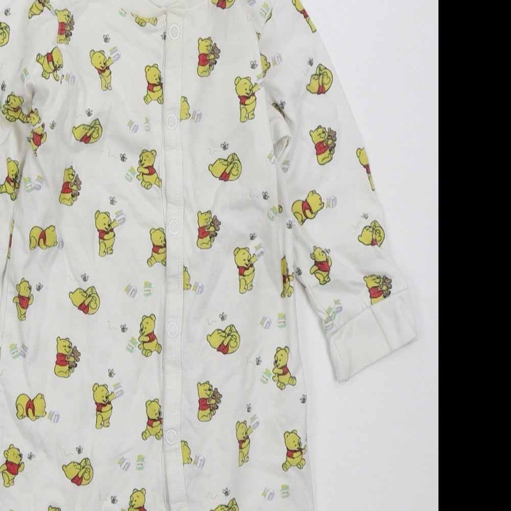 H&M Baby White Solid Cotton Cami One Piece Size 9-12 Months  Button - Winnie The Pooh
