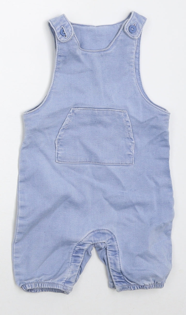 Matalan Girls Blue Cotton Coverall Outfit/Set Size 6-9 Months Button