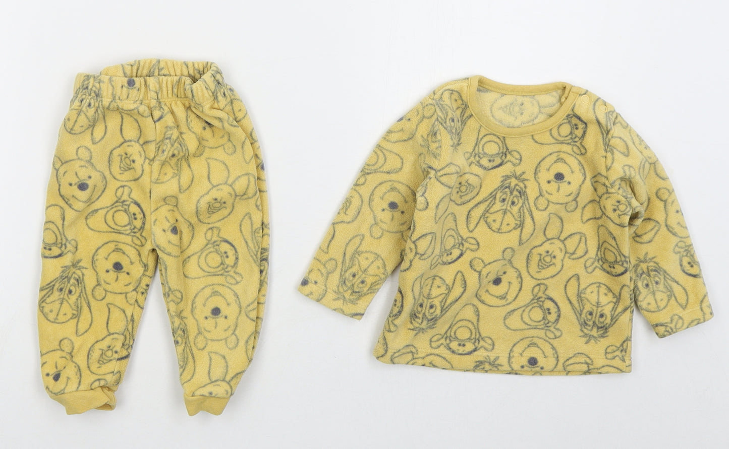 George Baby Yellow Solid Polyester Cami Pyjama Set Size 6-9 Months  Pullover - Winnie The Pooh