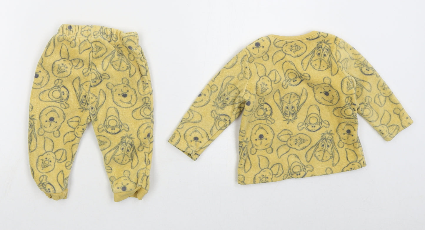 George Baby Yellow Solid Polyester Cami Pyjama Set Size 6-9 Months  Pullover - Winnie The Pooh