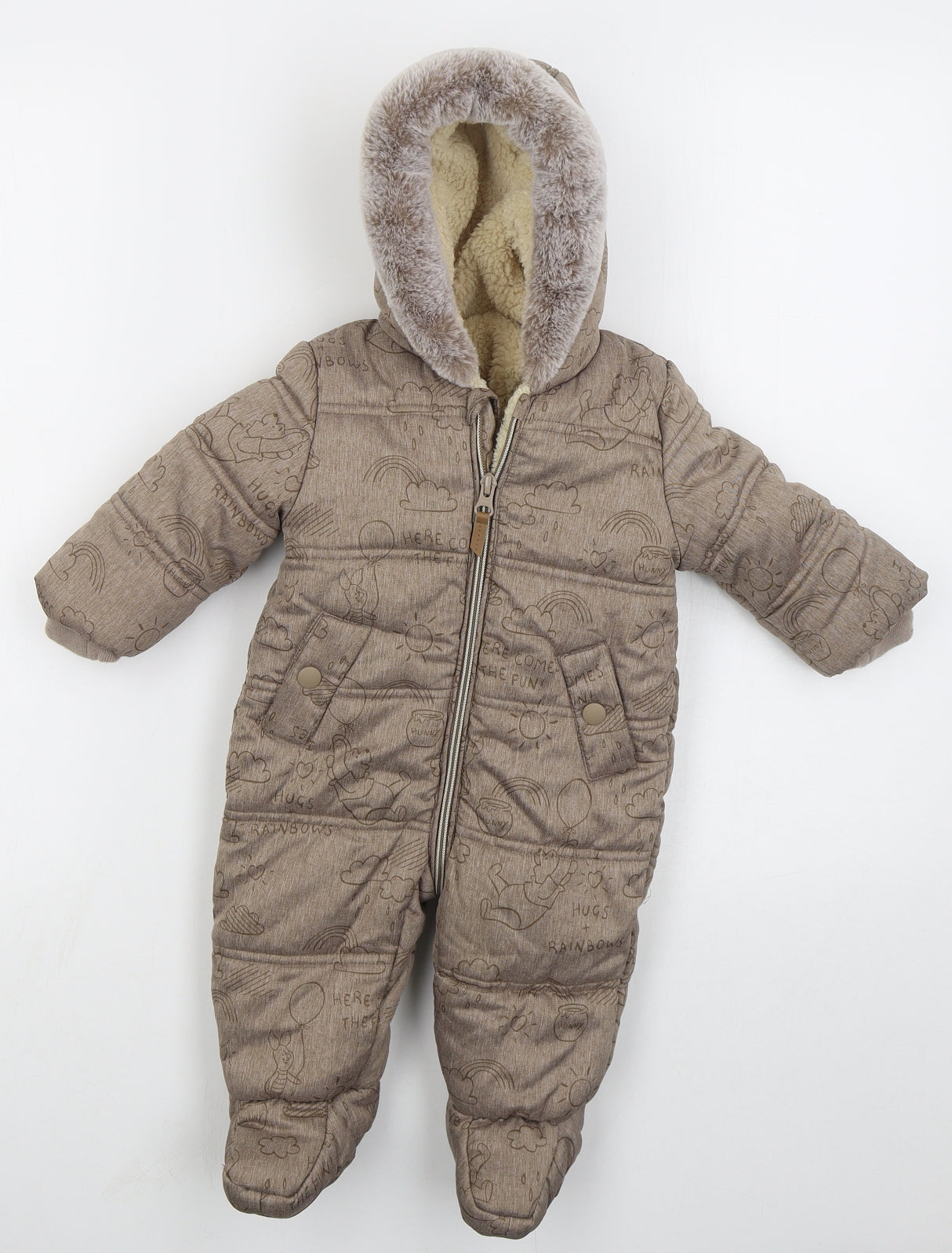 George Boys Brown   Basic Coat Coat Size 3-6 Months   Zip - Winnie The Pooh