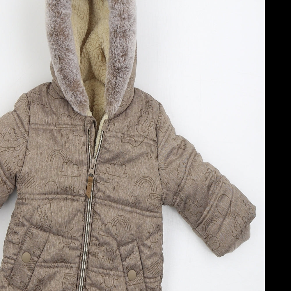 George Boys Brown   Basic Coat Coat Size 3-6 Months   Zip - Winnie The Pooh