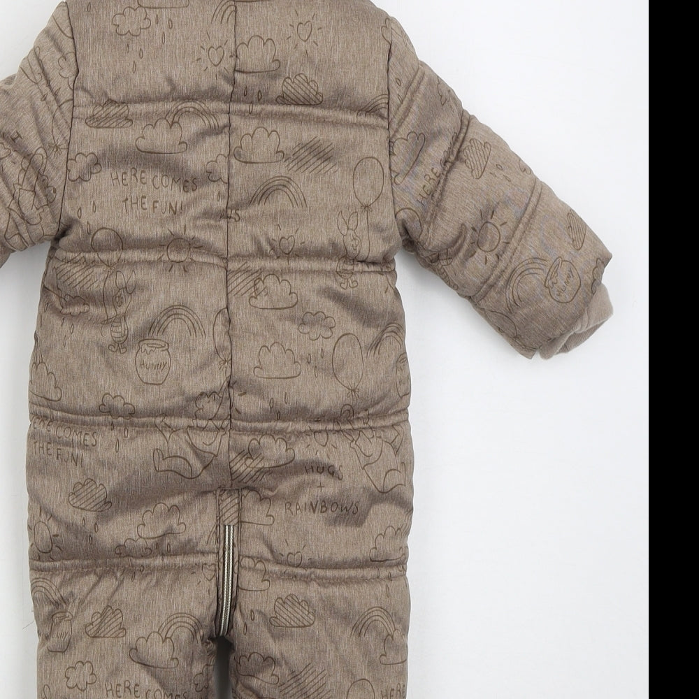 George Boys Brown   Basic Coat Coat Size 3-6 Months   Zip - Winnie The Pooh