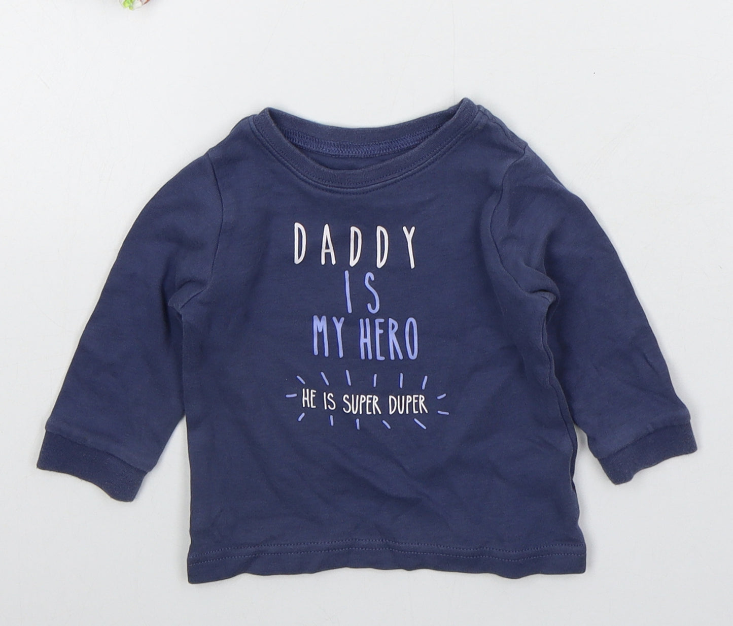 George Boys Blue  Cotton Basic T-Shirt Size 6-9 Months Crew Neck Pullover - Daddy Is My Hero