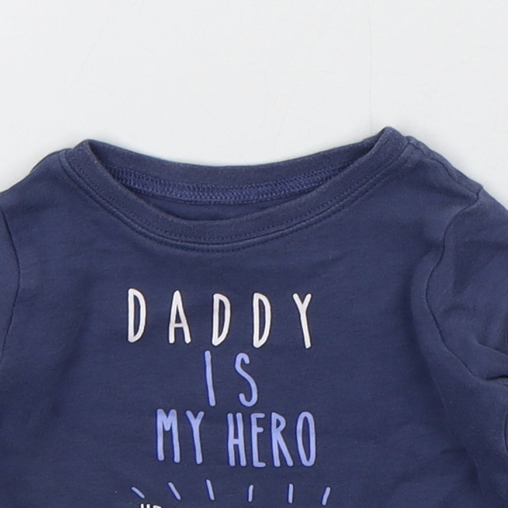 George Boys Blue  Cotton Basic T-Shirt Size 6-9 Months Crew Neck Pullover - Daddy Is My Hero